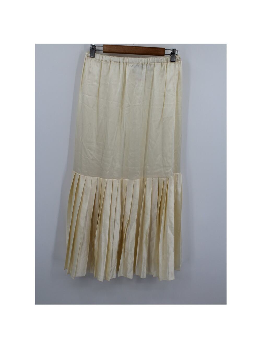 Vintage Jessica McClintock Silk Maxi Skirt Size Large Cream Pleated Flaw